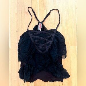 black free people lace top